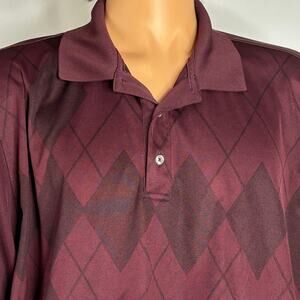 Greg Norman Tasso Elba Polo Shirt Argyle Burgundy Golf Mens XXL PlayDry